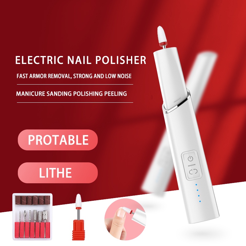 Kit Bor Paku Listrik Rechargeable Cordless Nail Machine Cocok Untuk Paku Akrilik Gel Paku Kikir Kuku Elektrik Set