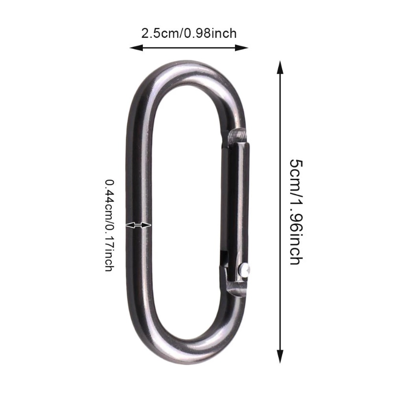 Klip Carabiner Bentuk U Serbaguna/Konektor Rantai Pengunci Aluminium Tahan Lama/Hook Gesper Gantung Oval Hitam