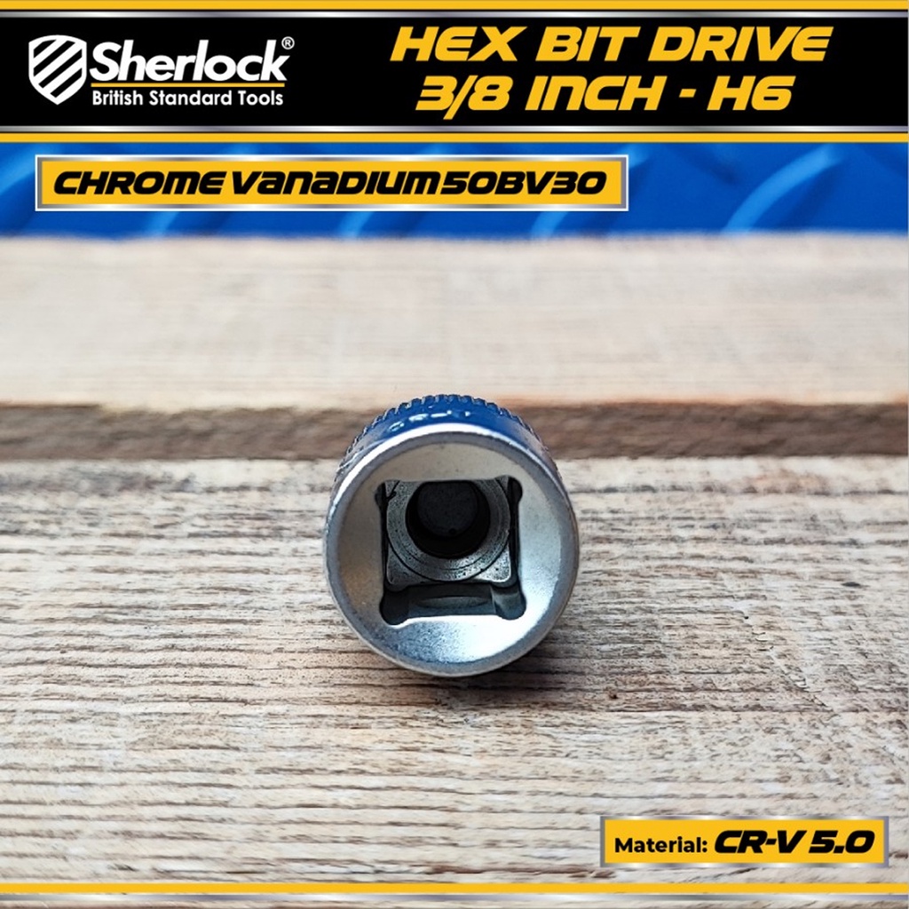 Mata Kunci Sok Socket Drive 3/8 &quot; inch Sherlock Hex Bit Shock L 6 mm