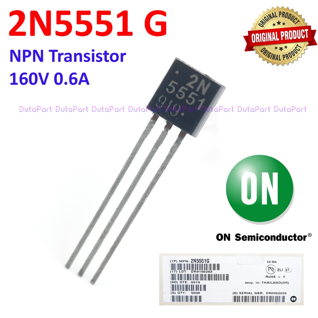 2N5551 ORIGINAL ON SEMICONDUCTOR NPN Transistor 2N5551G 2N 5551 TO-92