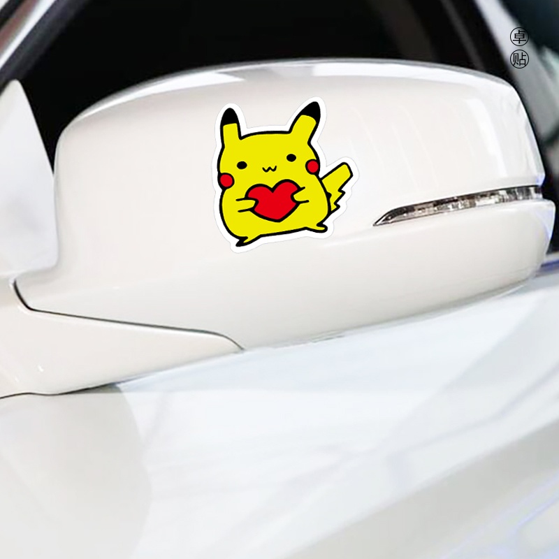 Pikachu Squirtle Psyduck Psyduck Charmander Bulbasaur Stiker Reflektif Pokémon Kartun Mobil Sepeda Motor Kartun Lucu Versi Q Stiker Decal Dekoratif Tahan Air