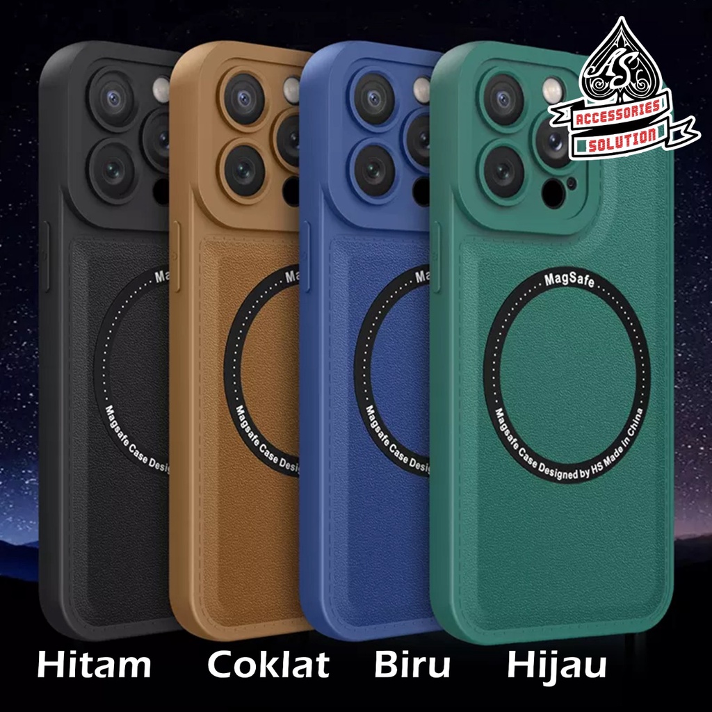 CASE MAGSAFE LEATHER WIRELESS CHARGING CASING HP FOR IPHONE 13 14 PRO MAX 13 MINI 14 PLUS HARDCASE