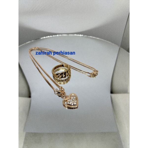 kalung emas liontin love permata free cincin rantai motif 12120