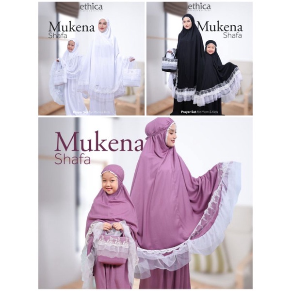 ETHICA MUKENA COUPLE IBU DAN ANAK ( PUTIH, HITAM, UNGU)