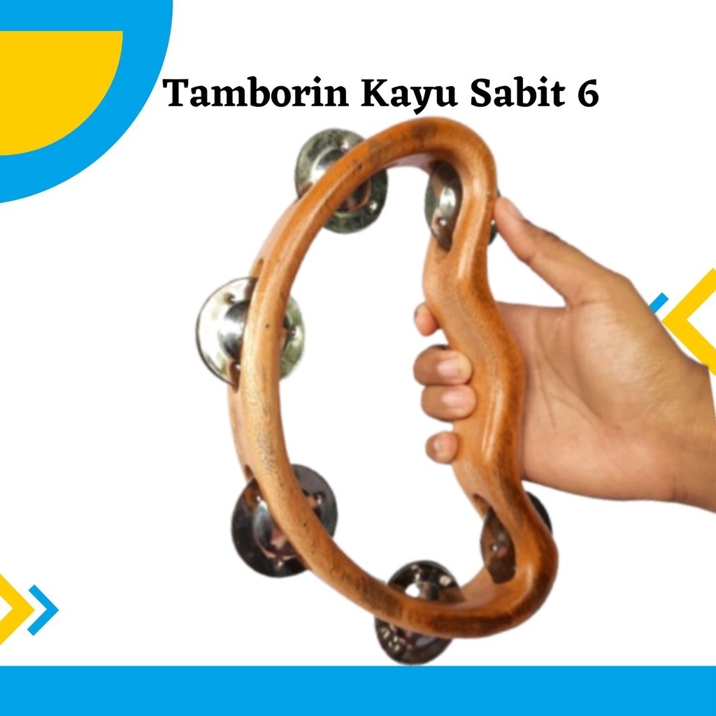 Alat Musik Tamborin Anak Bahan Kayu Kecrek Tambourin Bentuk Sabit Anak