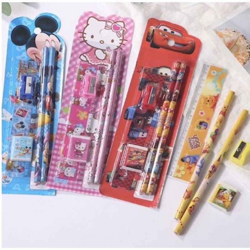 

Mini stationery set alat tulis sekolah 5 in 1 karakter