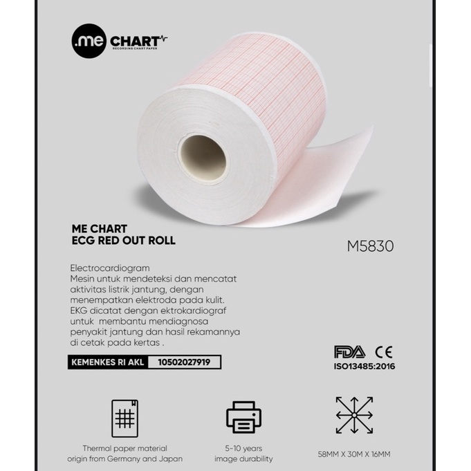 

KERTAS ECG EKG RED OUT 58mm x 30m x 16mm