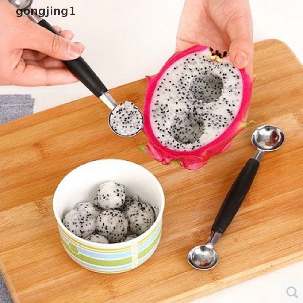 Ggg Sendok Dapur Stainless Steal Double Ended Melon Ball Scoop Sendok Es Krim Buah ID