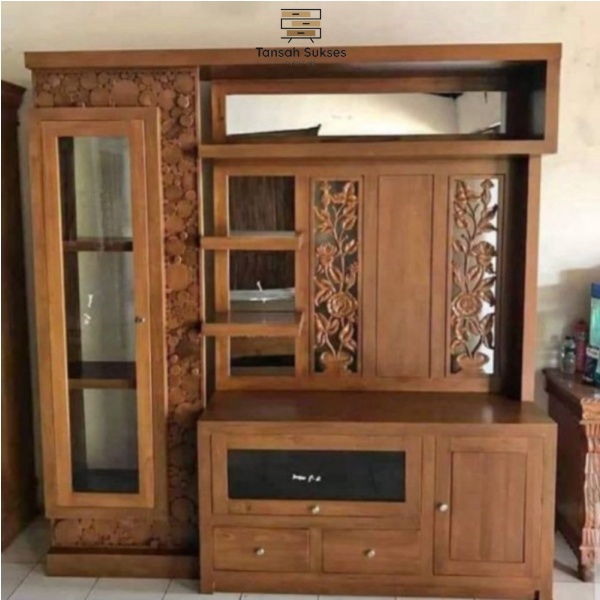 PARTISI PENYEKAT RUANGAN BACKDROP TV BUFET TV KAYU JATI BEST SELLER
