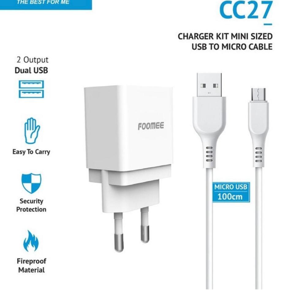 GUF.11De22ᵟ ▫ FOOMEE CC27 CHARGER 1 USB 5V 1.2A + KABEL DATA CC27S 1 USB 5V 1.5A + KABEL DATA MICRO 