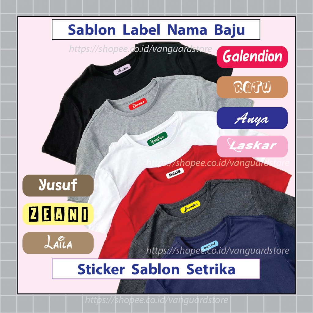 CUSTOM LABEL NAMA KAOS ANAK SERAGAM SEKOLAH STIKER SABLON SETRIKA NAMETAG LAUNDRY PESANTREN