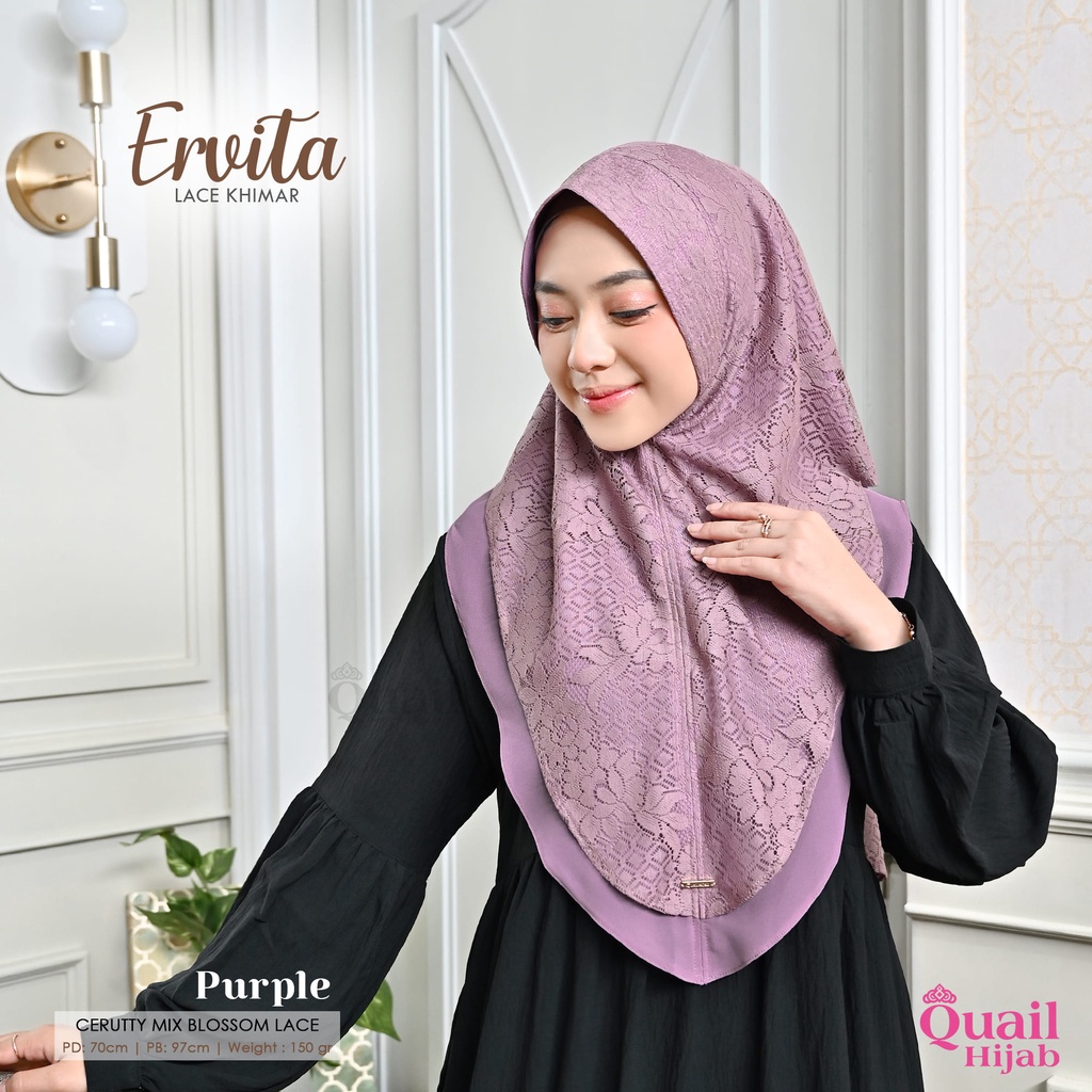 Quail Hijab - ERVITA LACE KHIMAR HIJAB ORI QUAIL