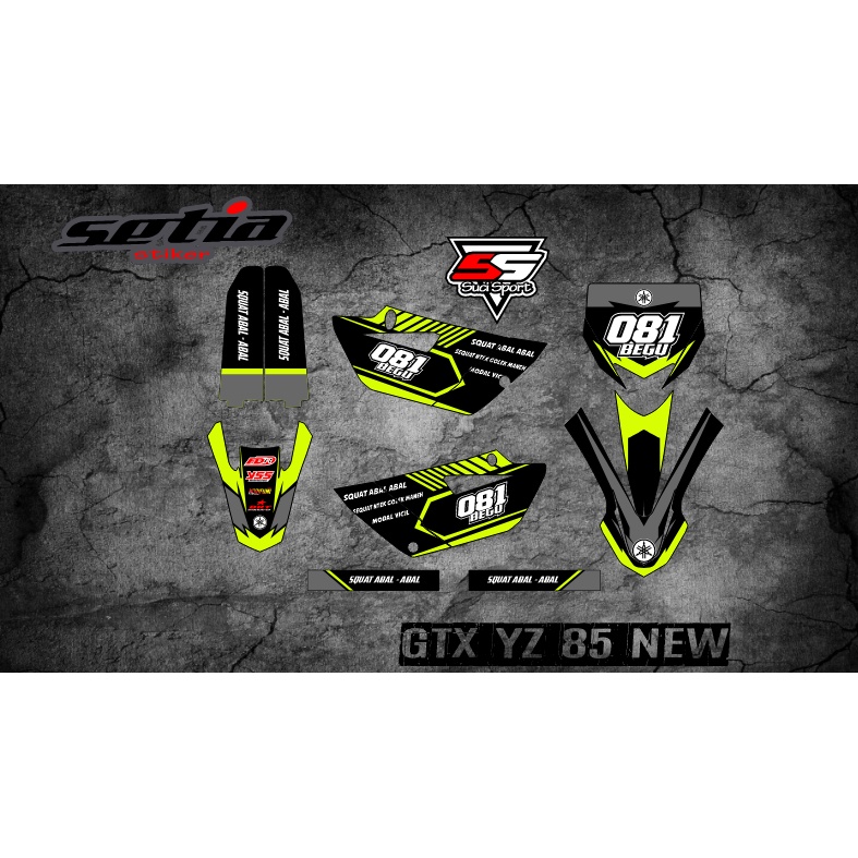 DECAL STIKER STRIPING GTX YZ 85 NEW, BEBEK STANDAR YZ 85 NEW FULL BODY WARNA HITAM(CODE 19)