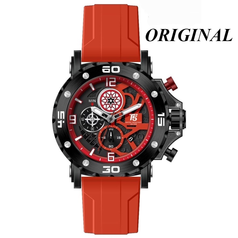 Jam Tangan Pria T5 H 3956 H3956 Original Chronograph Tali Silikon Rubber T5 H 3956 Original