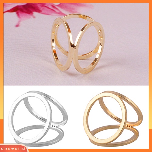 [WONE] Hot Fashion Berlapis Emas Tiga Cincin Syal Sutra Gesper Klip Bros Pin Hadiah