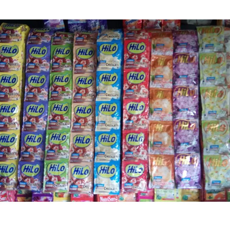 

[PRODUK ZSNWQ] Hilo chocolate, banana, taro, white, hazelnut, thai tea, ketan item, teller, pisang ijo, 10 saset R7P