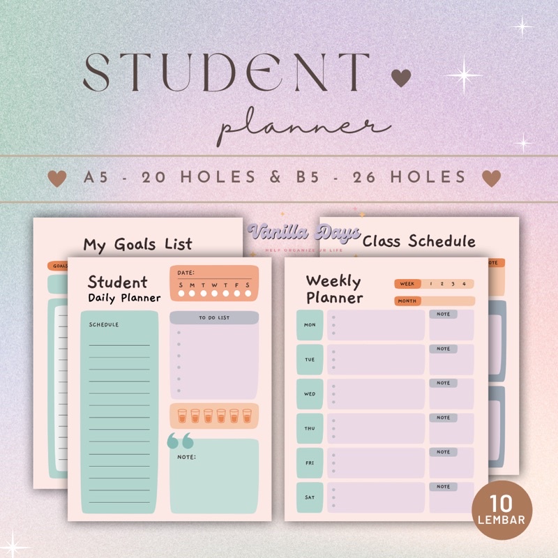 

[] Daily Planner Agenda Memo Notes Monthly Weekly Check List Kertas Refill Isian Binder Bullet Journal Bujo Loose Leaf Diary A5 B5 Fillable Catatan Harian Mingguan Bulanan Printable Goals Student Pelajar Produktif Productive Jadwal Editable Undated