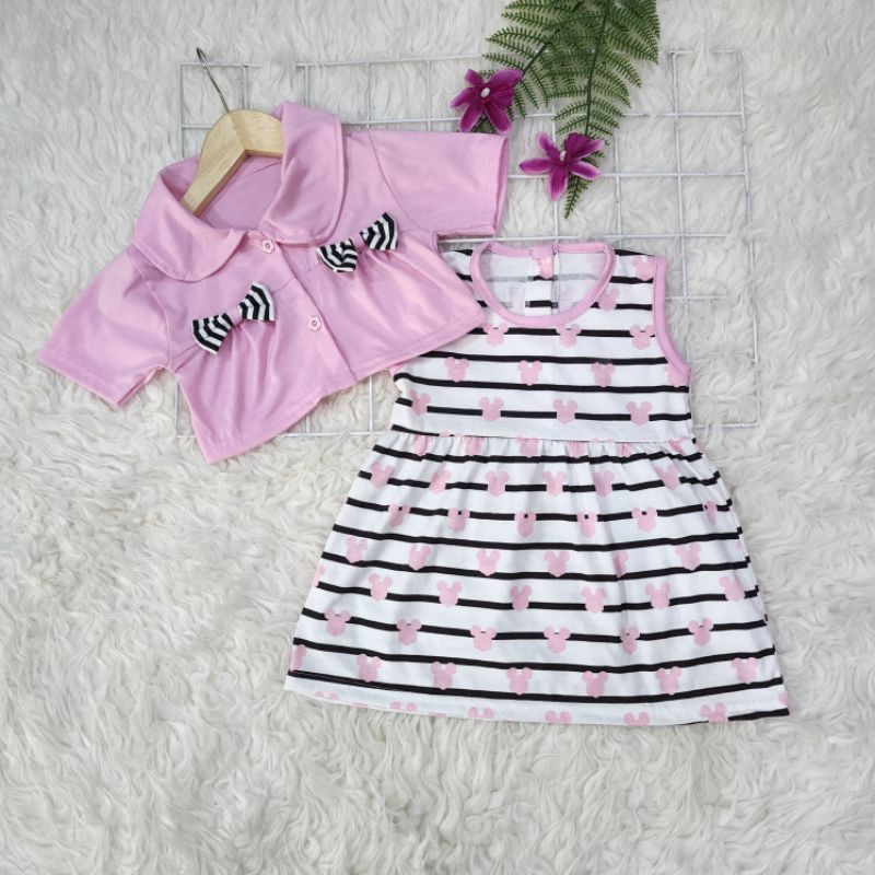 baju bayi perempuan dress + rompi jsb8