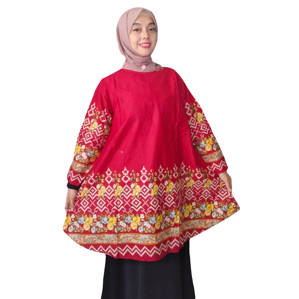 Udlia Atasan Tunik Katun Bangkok Jumbo Merah