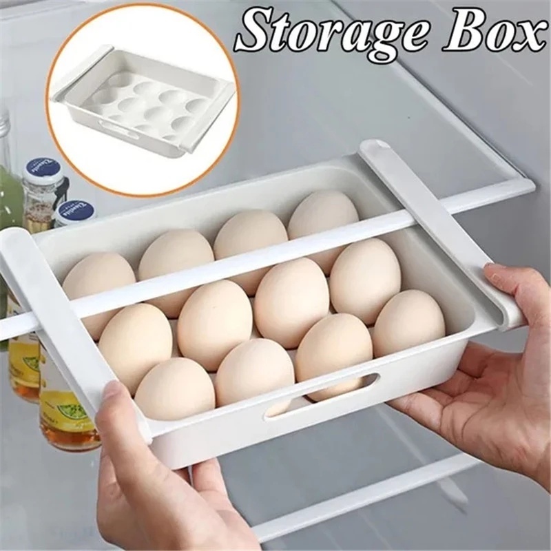 12kisi Kotak Penyimpanan Telur Tahan Lama Kulkas Egg Sayur Buah Storage Box Tipe Laci Rak Makanan Portable Kapasitas Besar Hemat Ruang Damp Proof Serbaguna Aksesoris Dapur