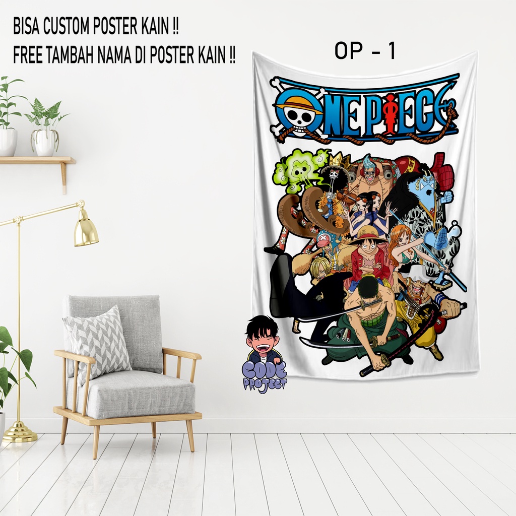 POSTER KAIN ANIME ONE PIECE - one piece - hiasan dinding - dekorasi dinding kamar anime one piece - 