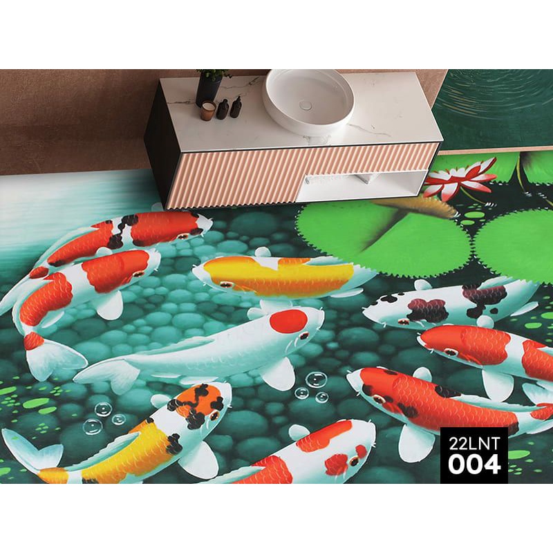 Wallpaper Lantai 3D Wallpaper Lantai Motif Ikan Hias Wallpaper Lantai Pemandangan Ikan Koi Stiker La