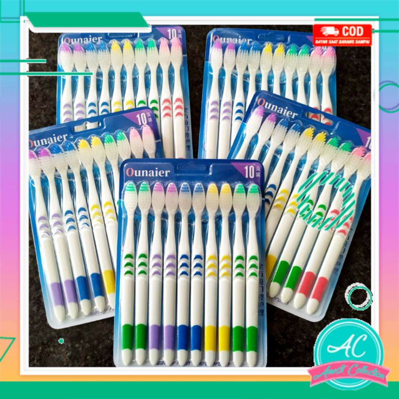 10pcs Set Sikat gigi 10in1 premium kualitas import bulu lembut dewasa anak