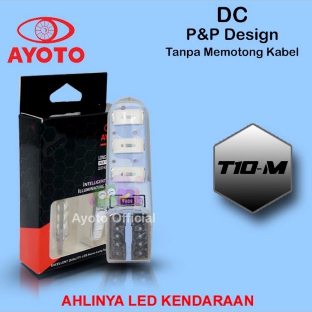 Lampu Sein Motor Mobil Putih T10 Steady AYOTO 2W DC PNP 2PCS