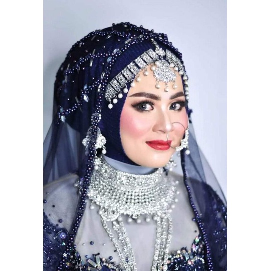 Slayer mutiara kipas Slayer pengantin muslim Slayer wedding Slayer pesta Slayer akad Slayer India slayer murah mewah Veil mutiara Veil wedding
