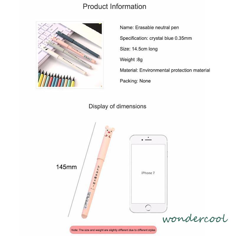 Set Pena Gel yang Dapat Dihapus Batang Isi Ulang Ballpoint yang Dapat Dicuci Menangani Alat Tulis Perlengkapan Tulis Sekolah-Won-Won