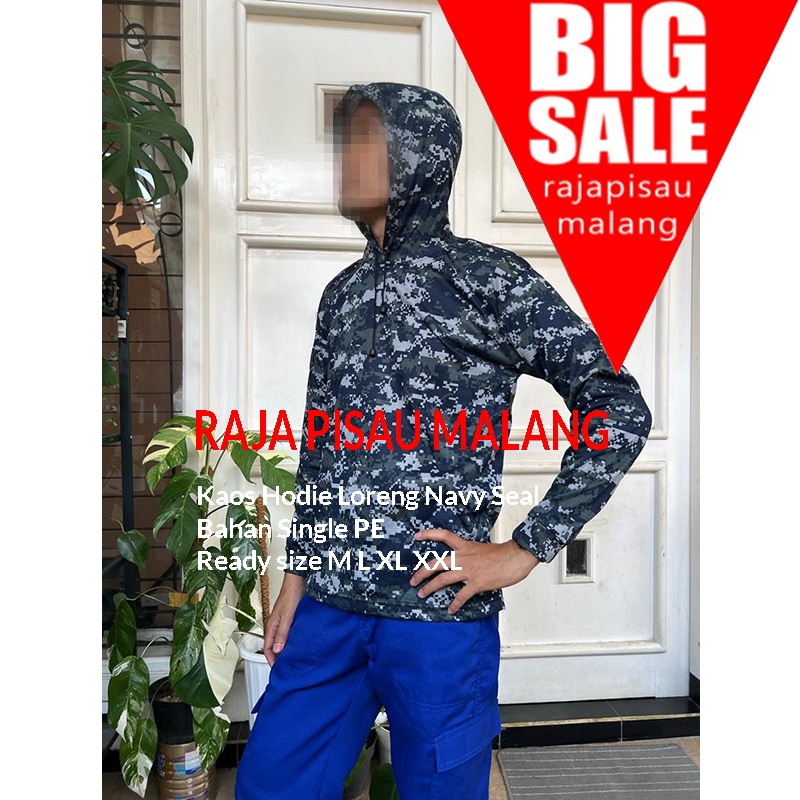 COD(BAYAR DITEMPAT) Kaos Hoodie loreng digital navy seal Bahan PE