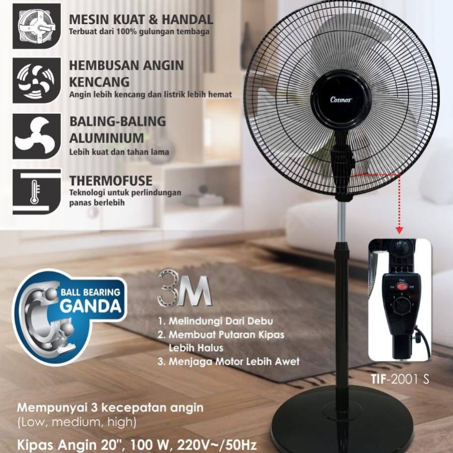 KIPAS ANGIN BESI BERDIRI COSMOS 20 INCH TIF 2001