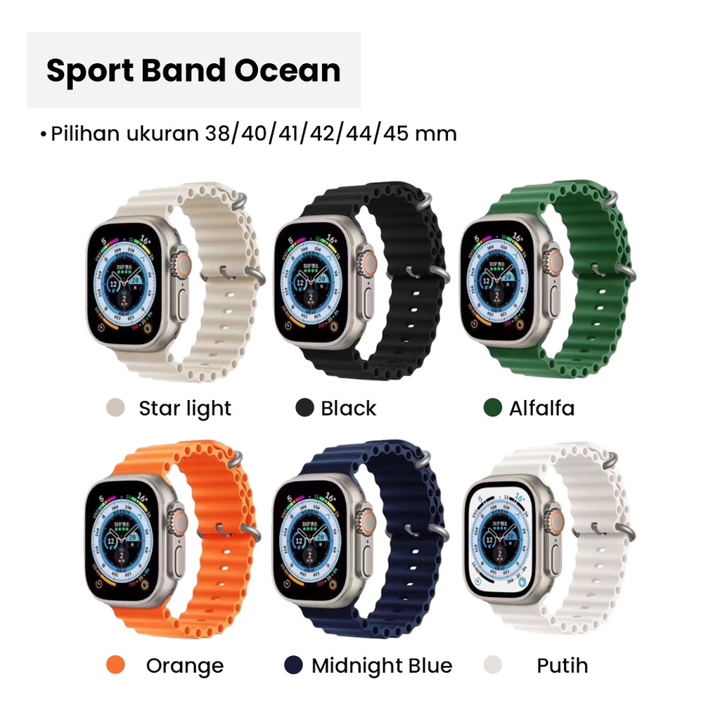 Apple Watch 8/7/6/5 Tali Jam Tangan Iwatch 38mm 42mm Ocean Strap Bergelombang