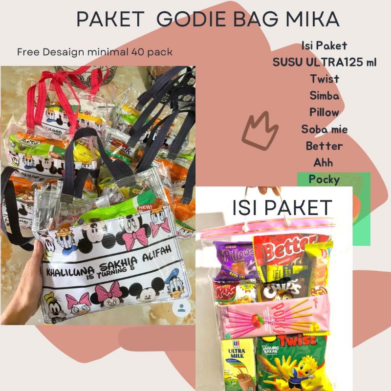 Hampers Snack  Ulang Tahun Godie Bag Mika Paket Snack Ultah Godie Bag Mika Murah