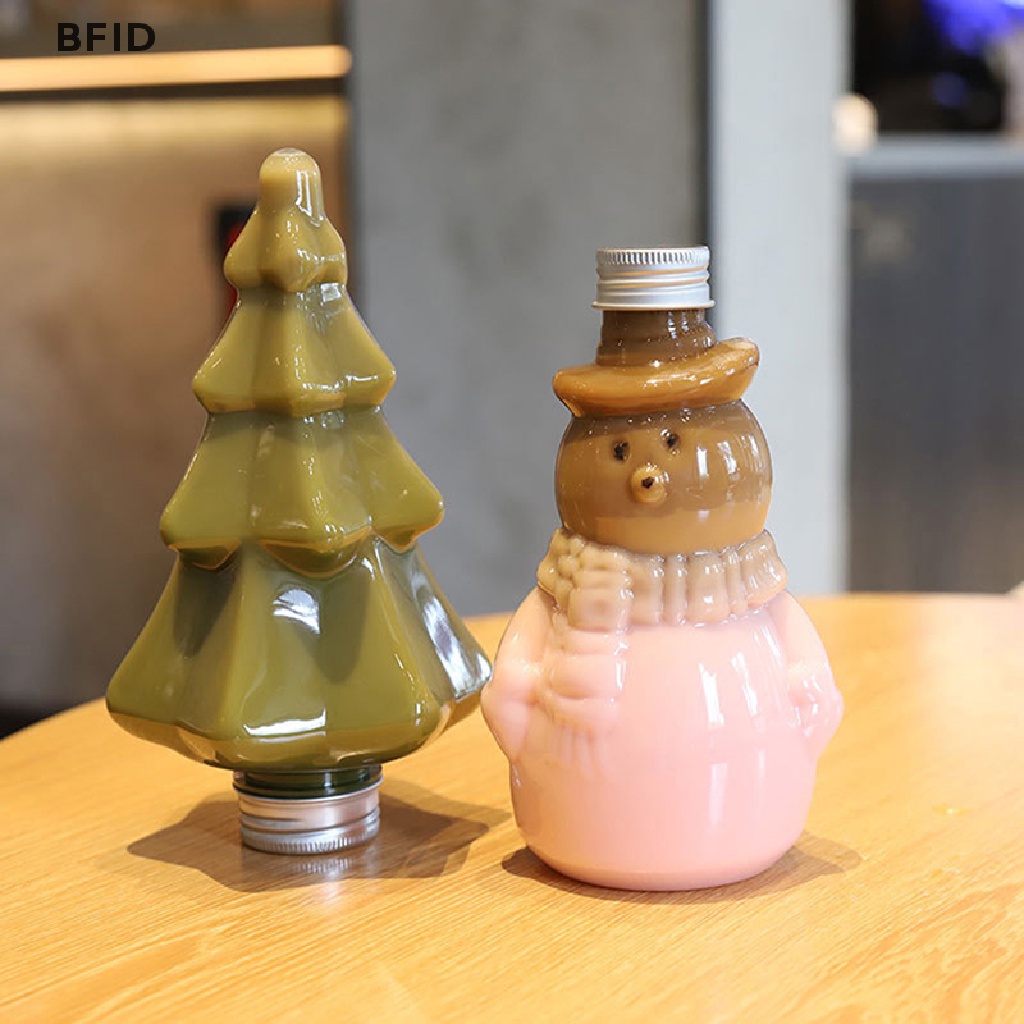 [BFID] Christmas Snowman Xmas Tree 400ml Botol Minum Transparan Minuman Dingin Es Kopi Susu Teh Juice Cup [ID]