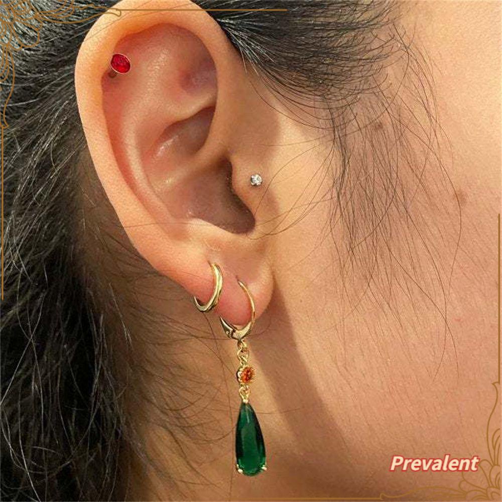 Preva Anting Permata Hijau Temperamen Hadiah Perhiasan Pesta Gadis