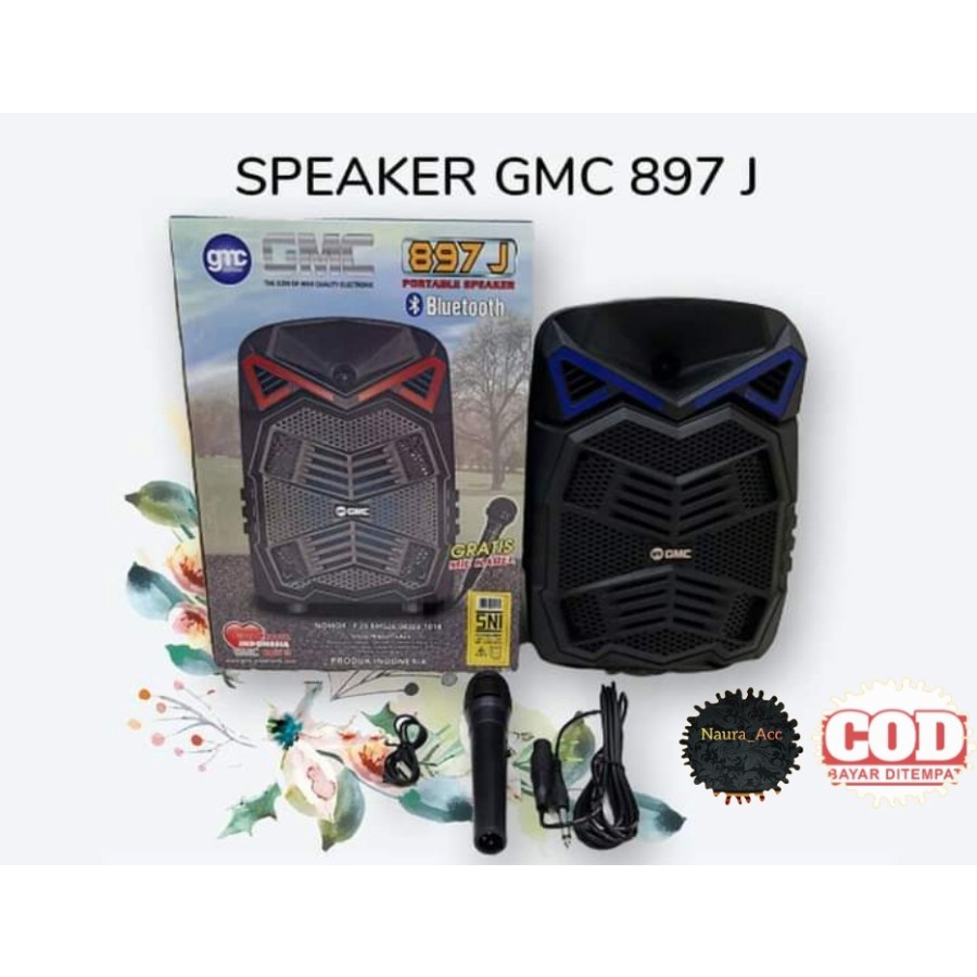 Speaker GMC 897J 8Inc Subwoofer Bluetooth Portable Free Mic Karaoke