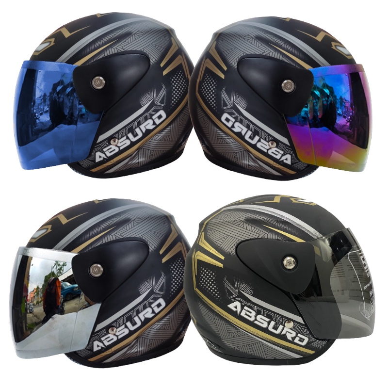 Helm Half Face Dewasa Evolution Seperti Helm GM Original Motif Absurd Hitam Dof COD Free Box