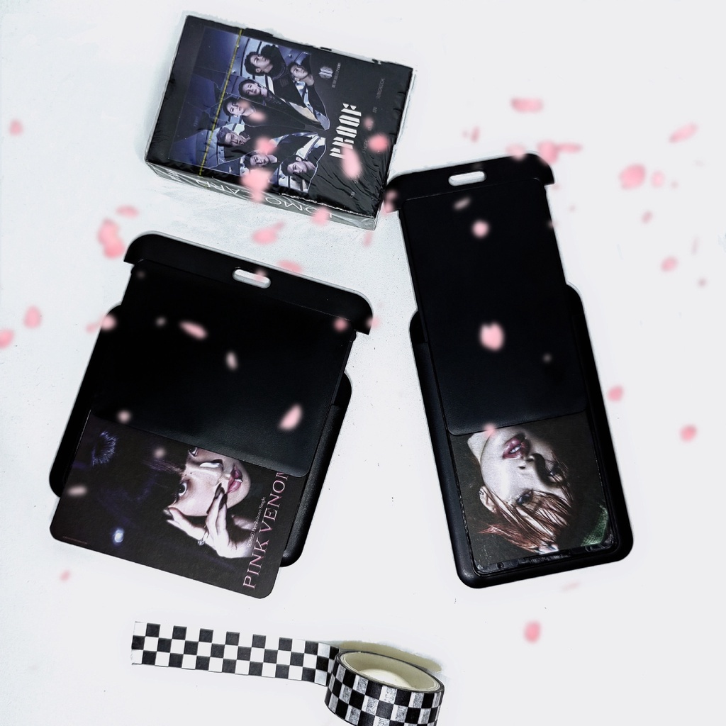 Ins Black Card Holder Idol Photocard Slip Case Gaya Gelap Tempat Kartu Liontin Kartu Sekolah Siswa Melindungi Alat Tulis Dalam Stok New Arrival LY