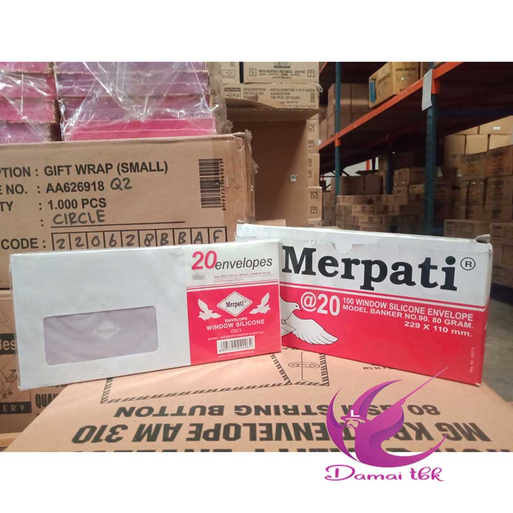 

Amplop Merpati Jendela Kiri ukuran 90 Polos / Amplop window silicone Per Pak isi 100 Lembar