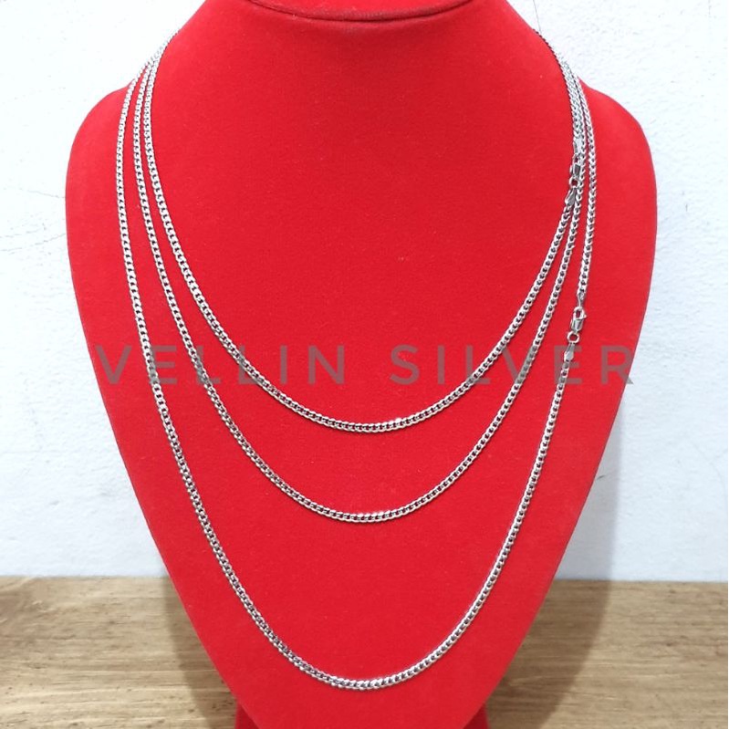 Kalung Perak Pria atau Kalung Wanita Silver 925 Asli - Kalung Perak Model Sisik Naga Polos Ready 45c