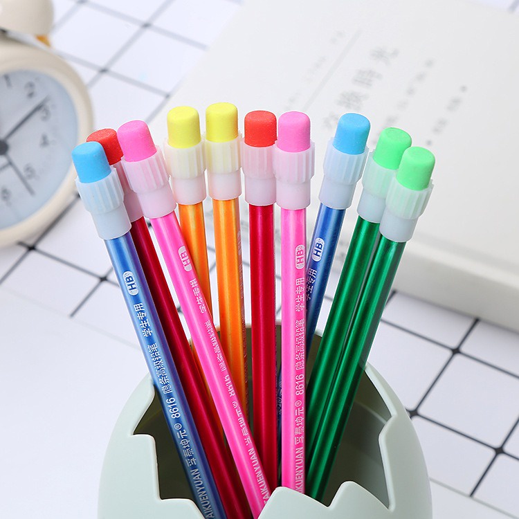 10pcs Pensil Pencil Penghapus HB Warna Warni Set GM-ST0194
