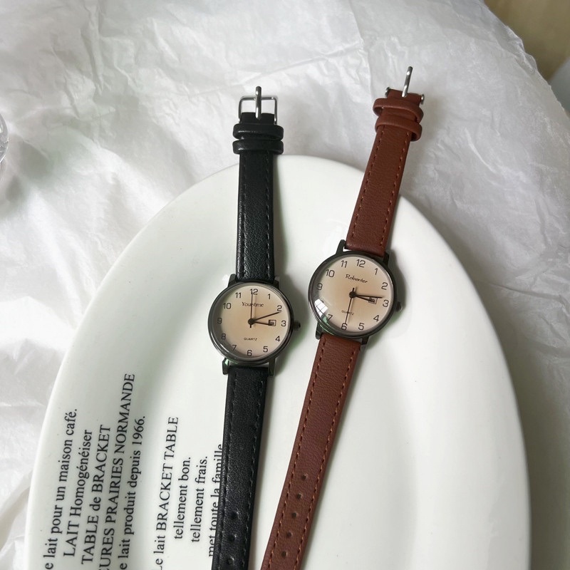 KOOLEY Jam tangan Unisex tanggal aktif simple ala vintage