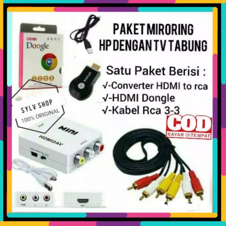 [KODE 3368] PAKET ANYCASH HDMI DONGEL UNTUK KE TV TABUNG ANYCASH HDMI DONGLE WIFI HDMI2AV / PENGHUBU