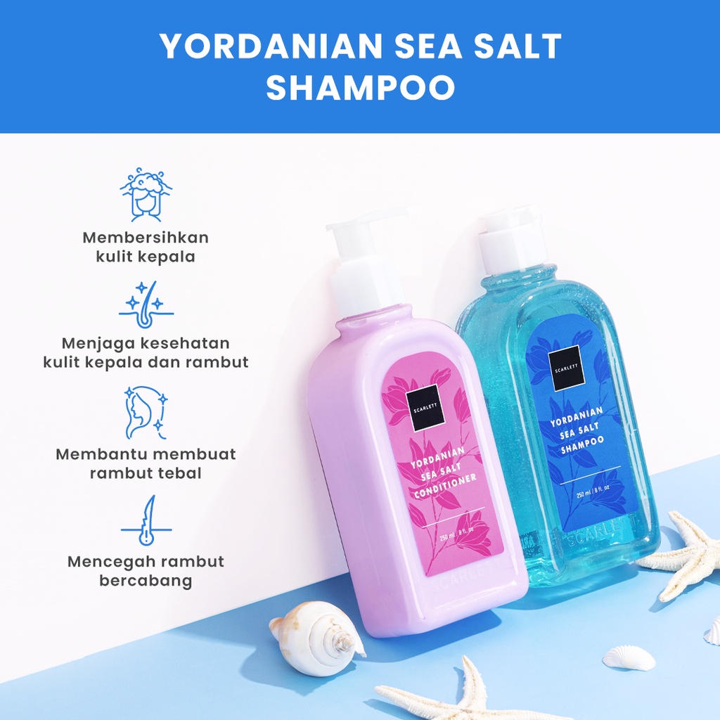 Scarlett Whitening Yordanian Sea Salt Shampoo Conditioner BPOM