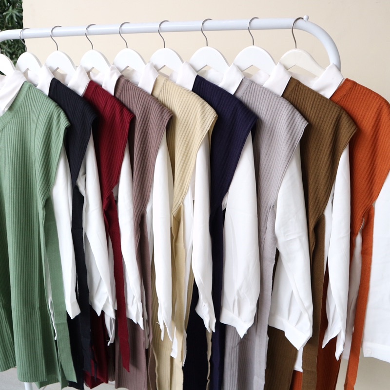 Atasan Wanita Rompi Vest Tunik Rajut Motif Polos #0805