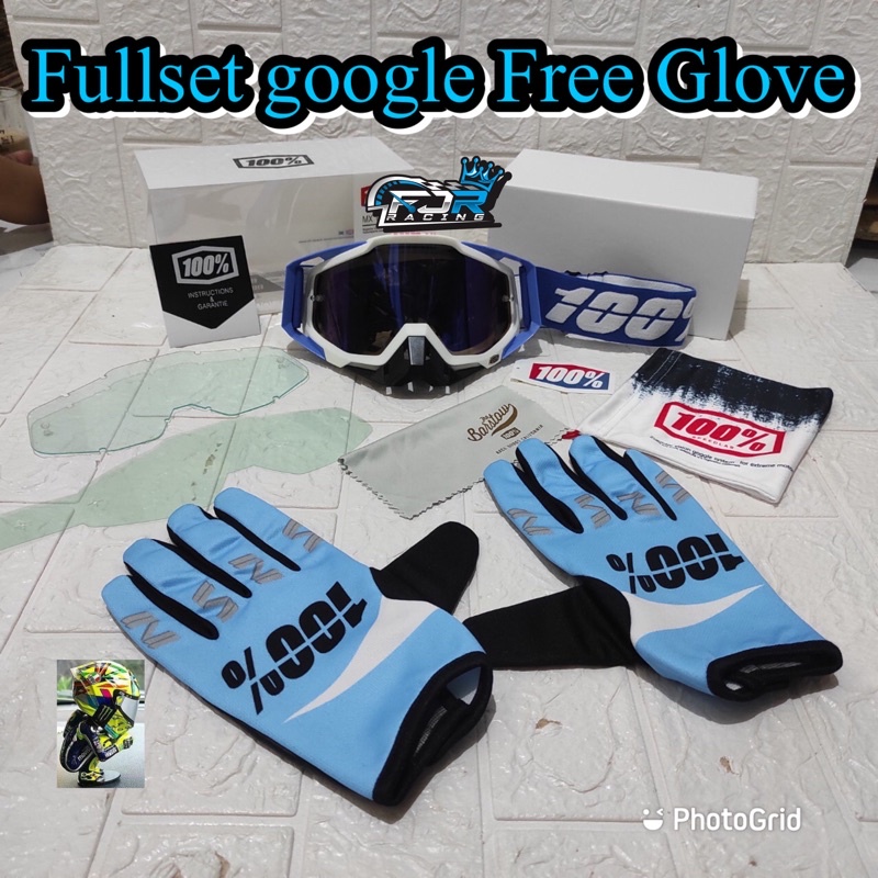 Kacamata Goggle KUALITAS  PREMIUM BONUS SARUNG TANGAN- Goggle trail motor cross - Kacamata trail - o