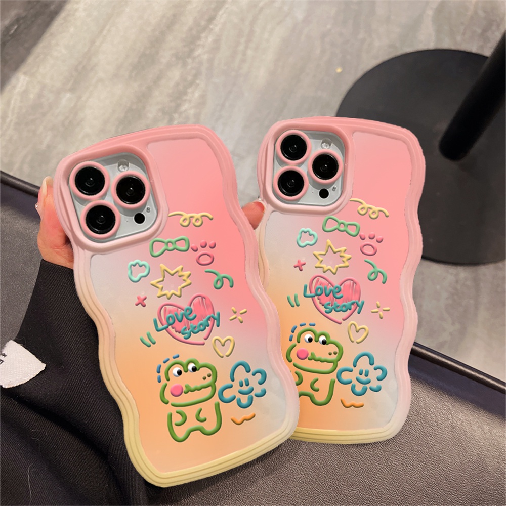 Oppo A17 A57 2022 A77S A15 A16K A54 A53 A12 A5S A7 A3S A11k A31 A52 A92 A94 A93 A37 F9 A1K A76 Doodle Animals Dan Love Wave Edge TPU Phone Case Cover
