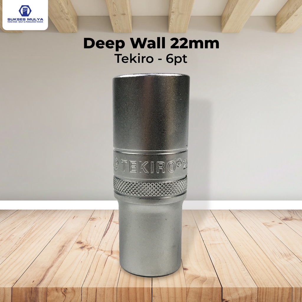 TEKIRO Mata Sok Panjang 22 mm Deep Wall socket 22mm 1/2” DR 6 PT Mata Kunci Sock Shock panjang Kunci