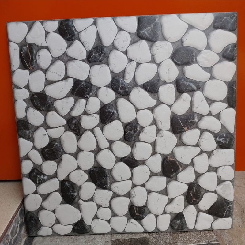 Keramik 40x40 MOTIF BATU ALAM PUTIH HITAM mul